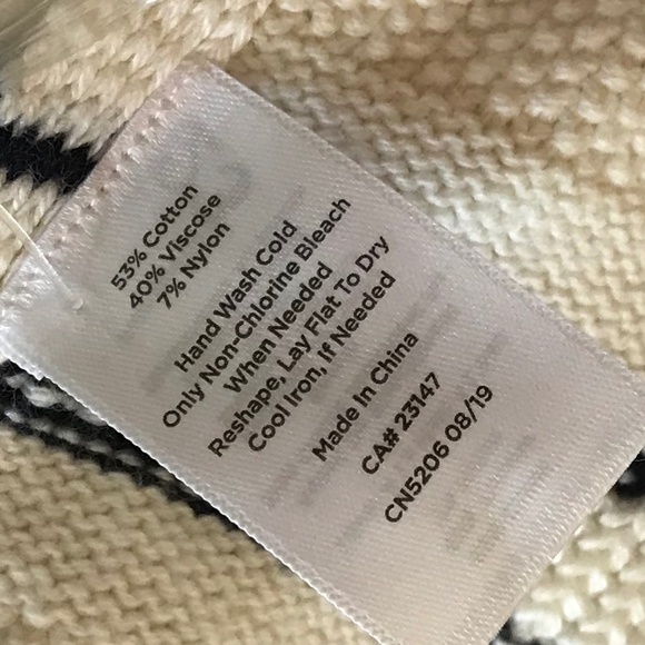 NWT TALBOTS COWL NECK SWEATER STRIPE PONCHO - Picture 7 of 13